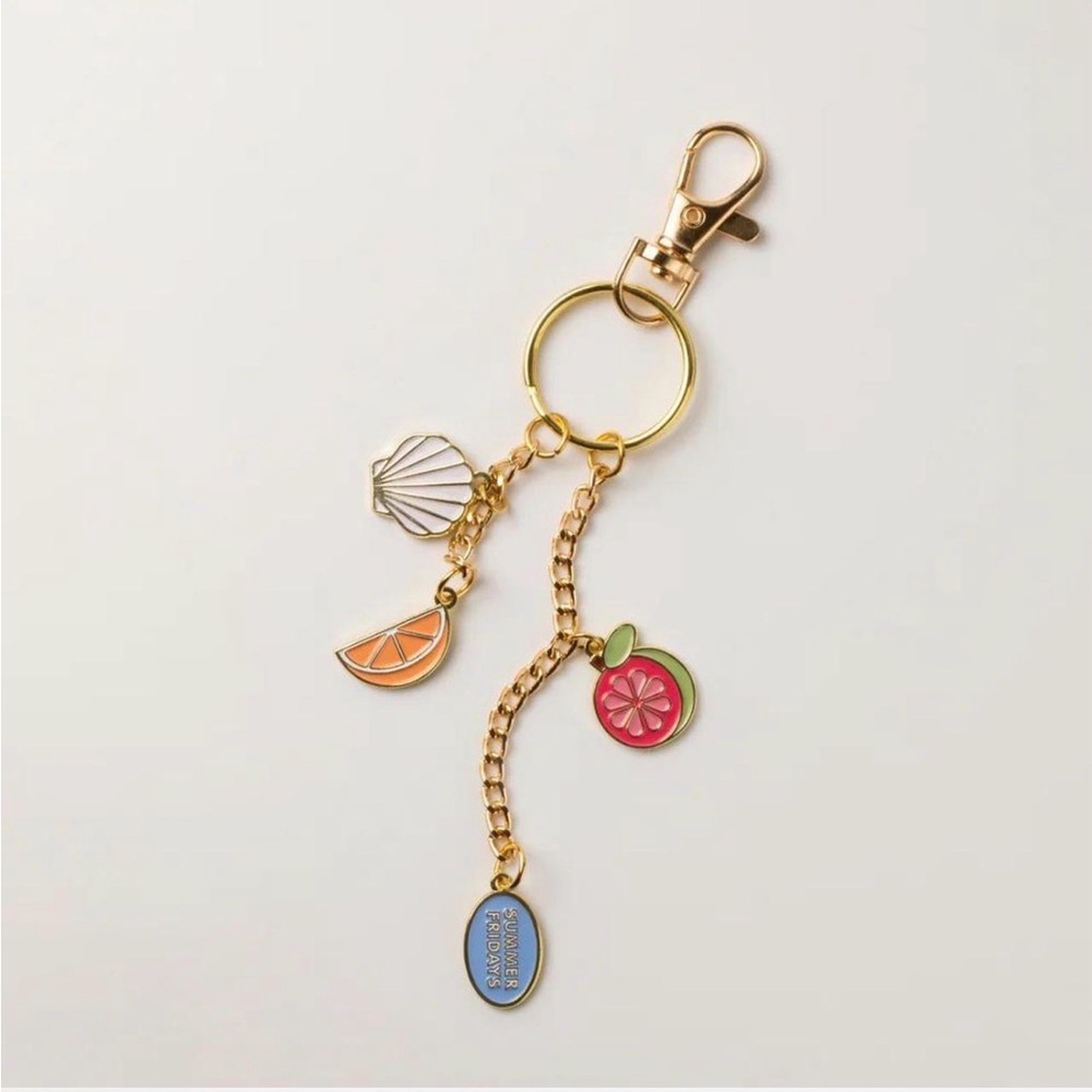 Summer Fridays Gold and Multicolor Charm Keychain